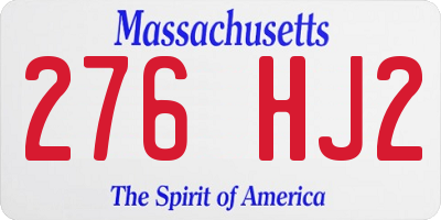 MA license plate 276HJ2