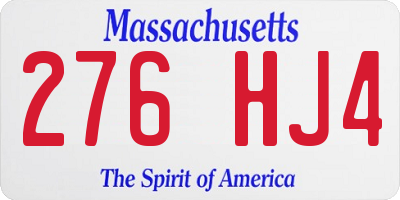 MA license plate 276HJ4