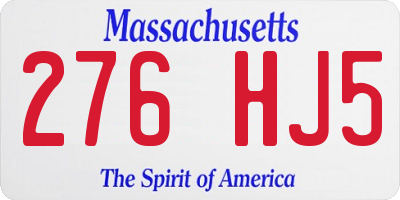 MA license plate 276HJ5