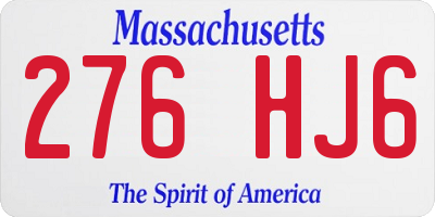 MA license plate 276HJ6