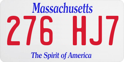 MA license plate 276HJ7