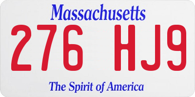 MA license plate 276HJ9