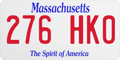 MA license plate 276HK0