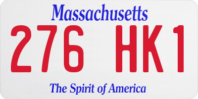 MA license plate 276HK1