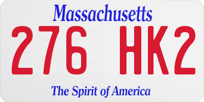 MA license plate 276HK2