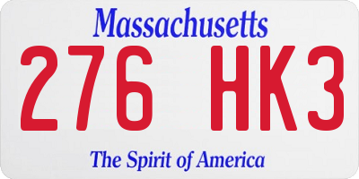 MA license plate 276HK3