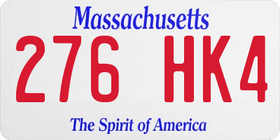 MA license plate 276HK4