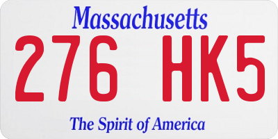 MA license plate 276HK5