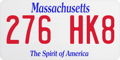 MA license plate 276HK8