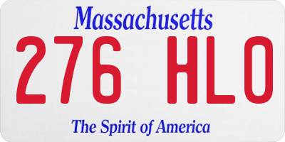 MA license plate 276HL0