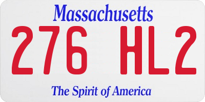 MA license plate 276HL2