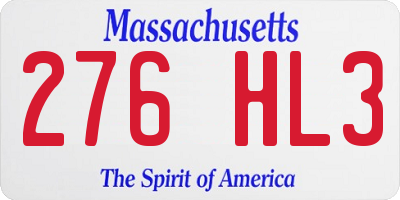 MA license plate 276HL3