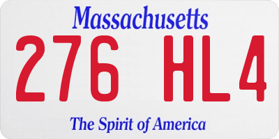 MA license plate 276HL4