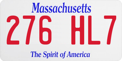 MA license plate 276HL7