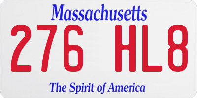 MA license plate 276HL8