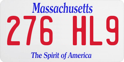 MA license plate 276HL9
