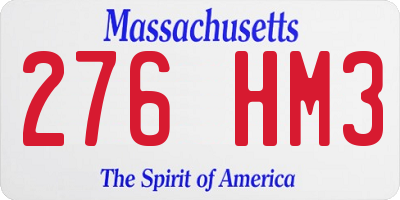 MA license plate 276HM3