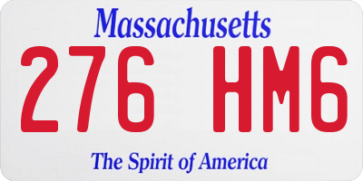 MA license plate 276HM6