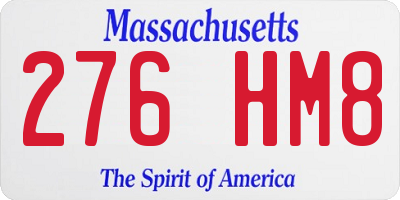 MA license plate 276HM8