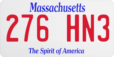 MA license plate 276HN3