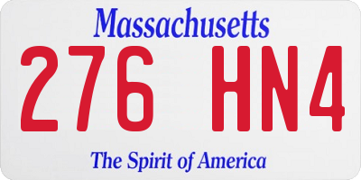 MA license plate 276HN4