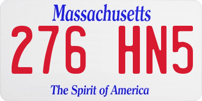 MA license plate 276HN5
