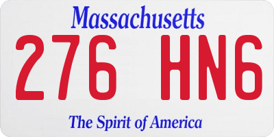 MA license plate 276HN6