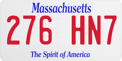 MA license plate 276HN7