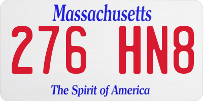MA license plate 276HN8