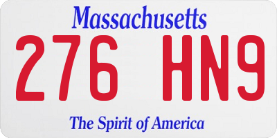 MA license plate 276HN9