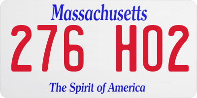 MA license plate 276HO2