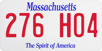 MA license plate 276HO4