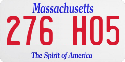 MA license plate 276HO5