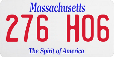 MA license plate 276HO6