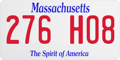 MA license plate 276HO8