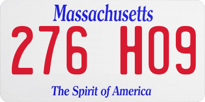MA license plate 276HO9