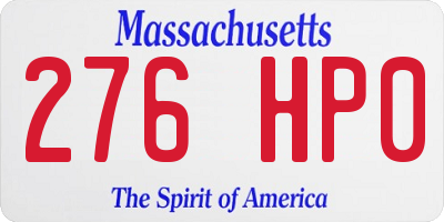 MA license plate 276HP0
