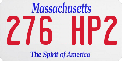 MA license plate 276HP2