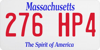 MA license plate 276HP4