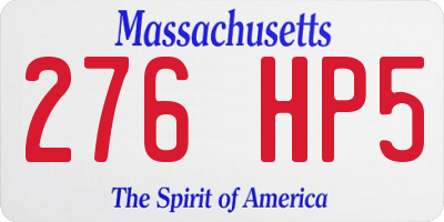 MA license plate 276HP5