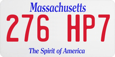 MA license plate 276HP7