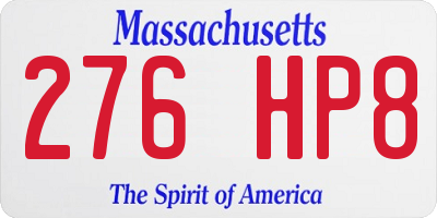 MA license plate 276HP8