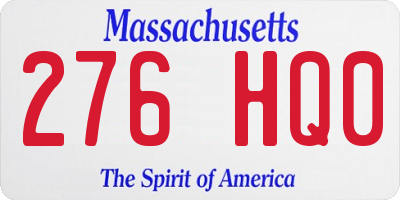 MA license plate 276HQ0