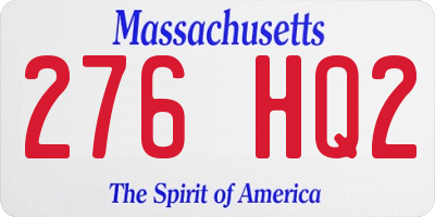 MA license plate 276HQ2