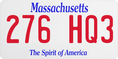 MA license plate 276HQ3