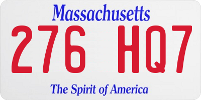 MA license plate 276HQ7