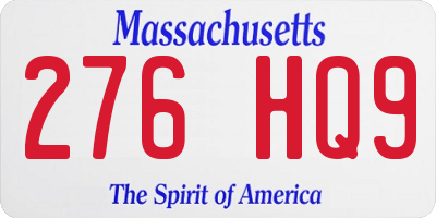 MA license plate 276HQ9