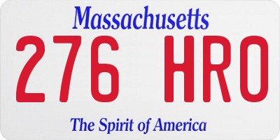 MA license plate 276HR0