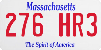 MA license plate 276HR3