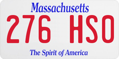 MA license plate 276HS0